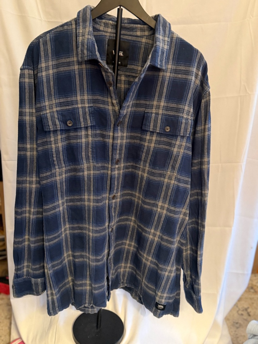 Vans Blue Plaid Casual Button-Down Shirt